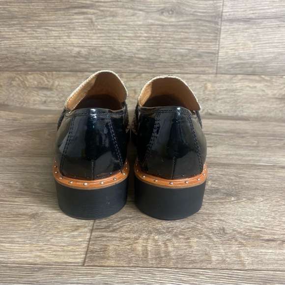 Halogen Leopard Calf Hair Chunky Studded Loafer Black Leather Animal Print W6 - Picture 3 of 6